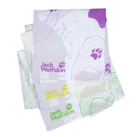 Bandana bawełniana wielokolorowa z nadrukiem logo Jack Wolfskin i wzorem mapy poziomicowej