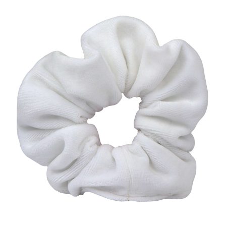 Biała gumka do włosów scrunchie z naturalnej bawełny