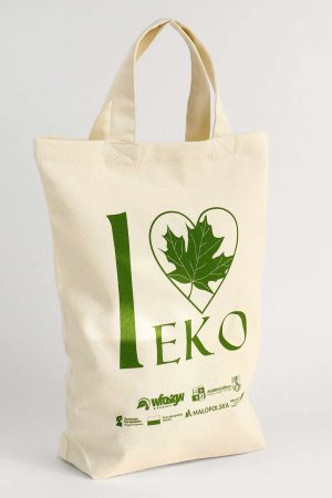 Naturalna torba bawełniana z nadrukiem I Love Eko, w kolorze ecru